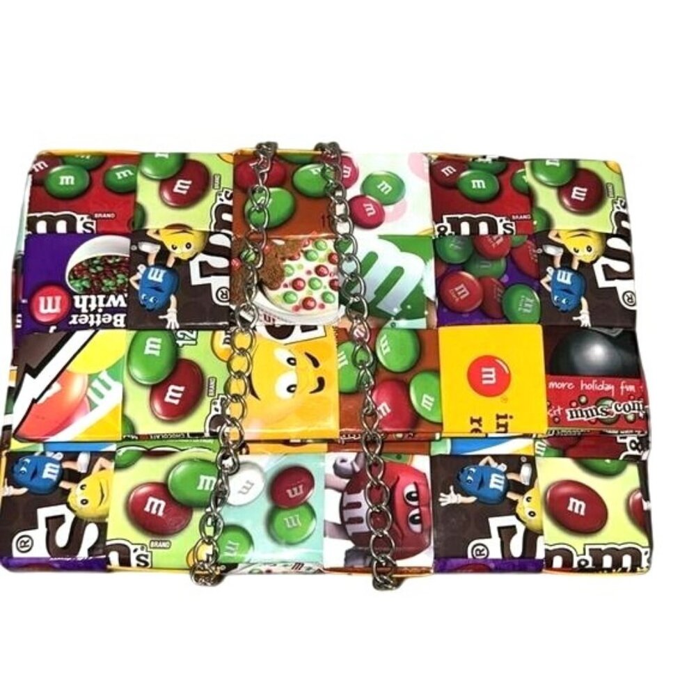 Handmade M&Ms Candy Wrapper Crossbody Bag With Chain Strap - Picture 6 of 10